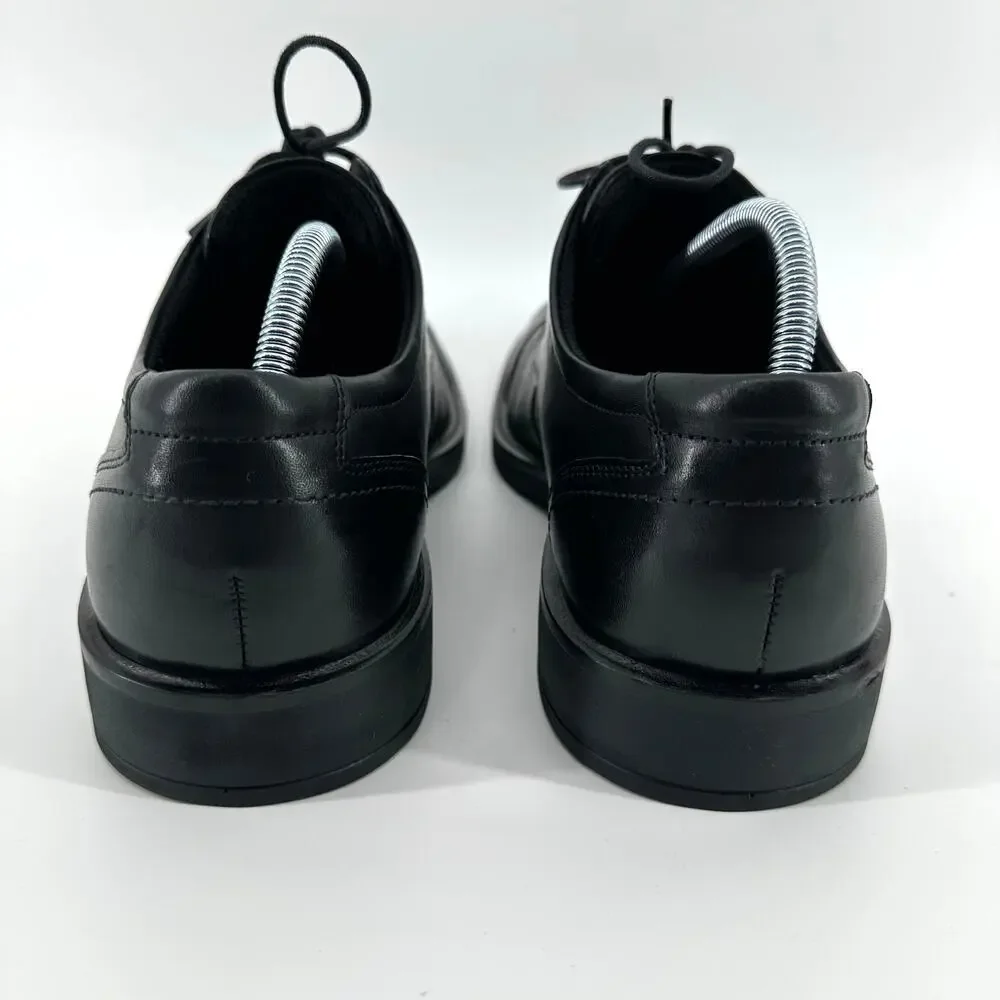 Ecco Biarritz Shoe Men 9 Black Leather Oxford Cap‎ Toe Lace Up Comfort Office